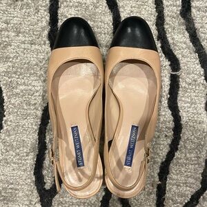 Stuart Weitzman Cap Toe Slingback Heels Beige